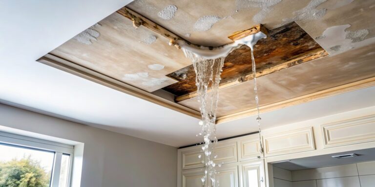 Severe ceiling water damage with active leak and mold growth in home, emergency water damage restoration services in Reno and Tahoe NV